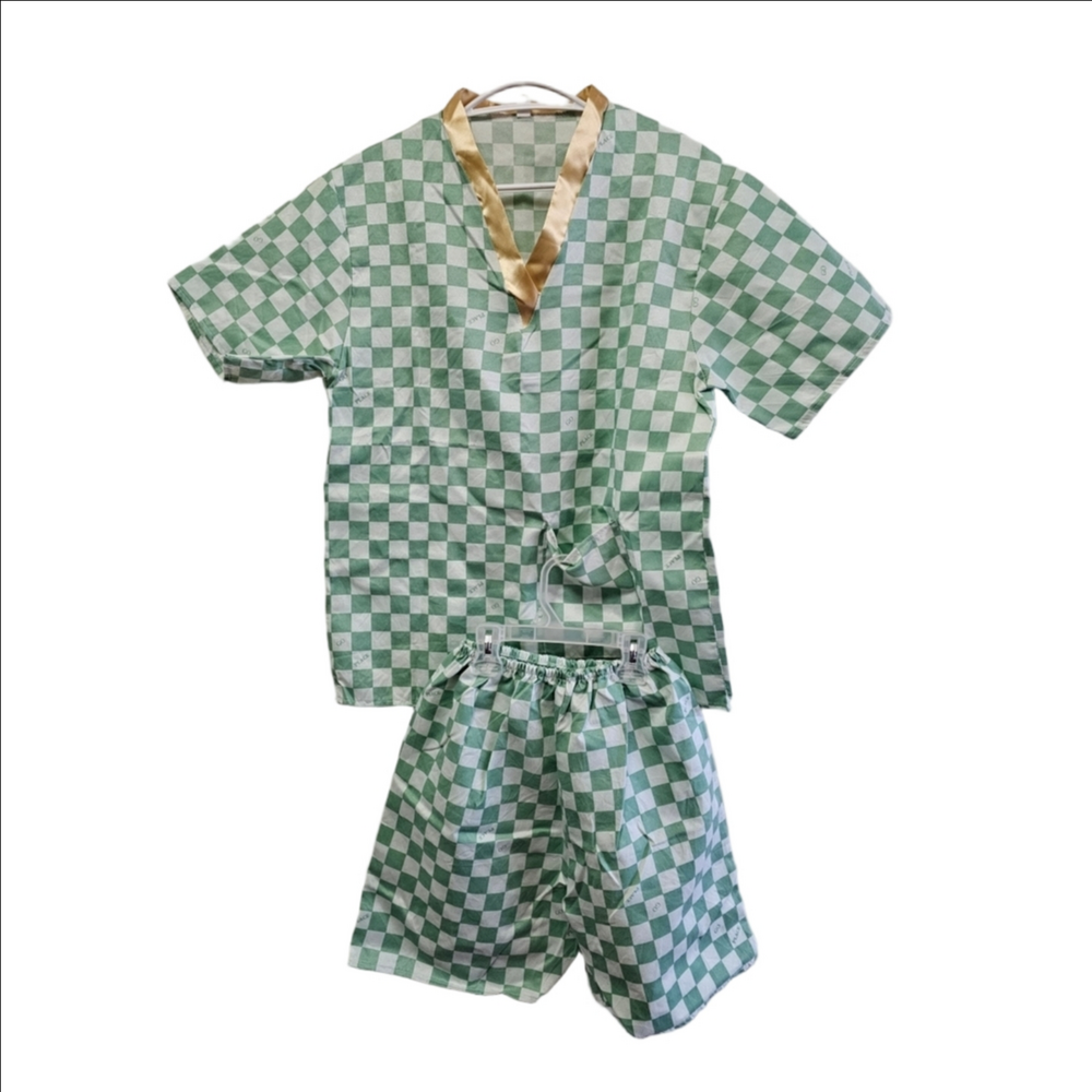 Go Place Spa Medium Shorts Pyjamas Lounge Set 2 Piece Checkered Short Sleeve